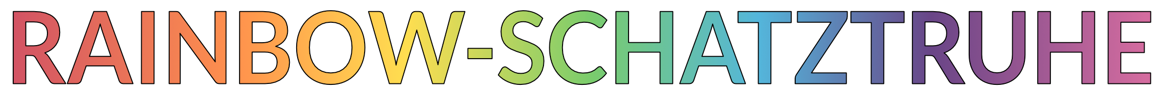 Schriftzug Rainbow Schatztruhe - schwarzer Rand